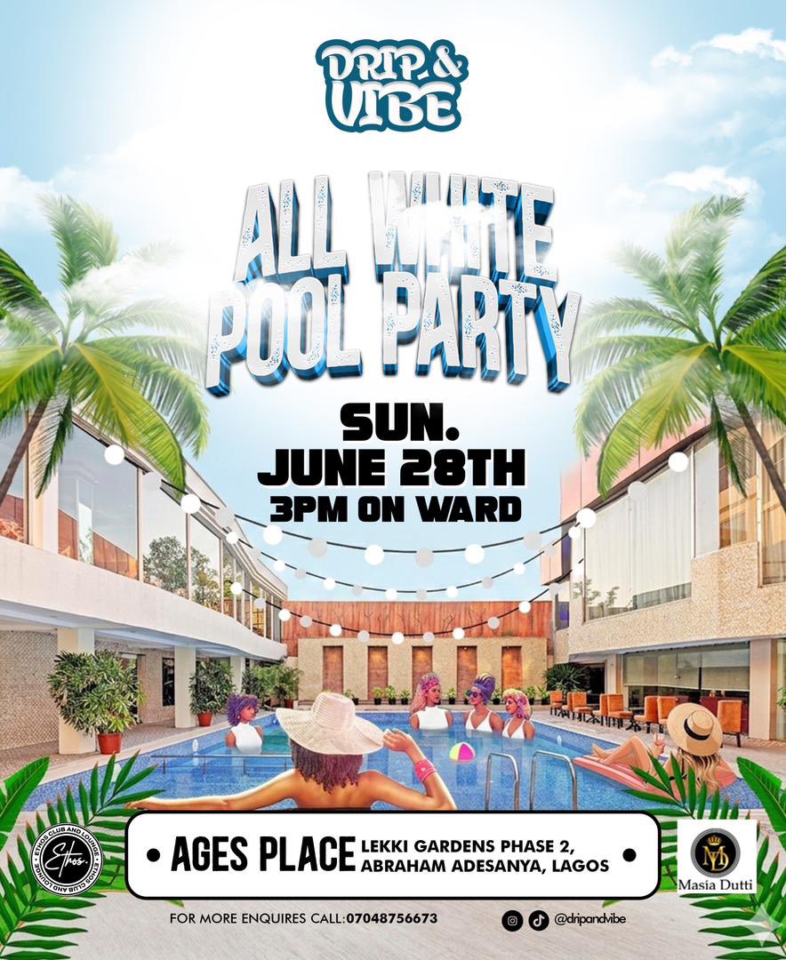 dripandvibe_'s tweet photo. Good day family , drip and vibe all white pool party and anniversary celebration is here , get ready for an amazing experience 

Official brand partner : Masia dutti champagne 🍾 https://t.co/e7ecpq4MvV