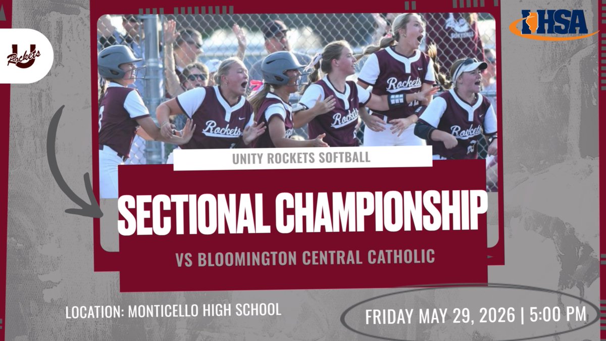 UHSRocketsSB's tweet photo. The Rockets will face BCC in the Sectional Championship tomorrow, Friday May 29th, at 5:00 PM at Monticello High School. Gates open at 4:00 PM. 

Tickets can be purchased online ($8.35): https://t.co/yDr60rhQUI
OR cash $9

Come support your ROCKETS! https://t.co/EIbD35vb3R