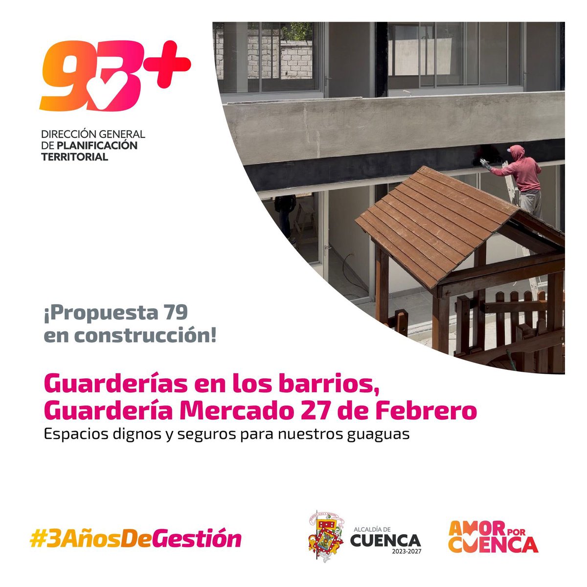 PlanificacionCu's tweet photo. propuesta 79 avanza. 👶🏽🏗️
La Guardería Municipal del Mercado 27 de Febrero será un espacio seguro y digno para nuestras guaguas y sus familias. 💛

#SeSienteAmorPorCuenca https://t.co/kYqZO3vsr3