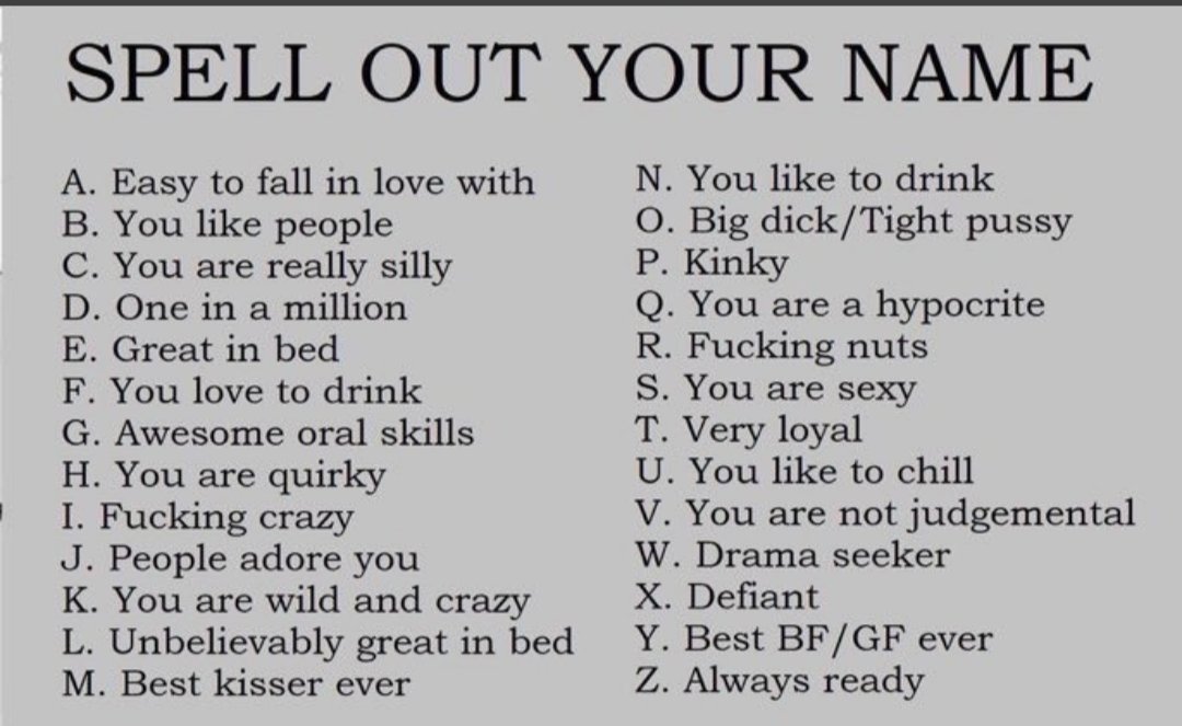 dexteristwisted's tweet photo. C- silly ( most definitely)
A Easy to fall in love with (my easy going nature)
R Fucking nuts (accurate)
T Loyal ( To a fault sometimes)
E Great in bed ( I'm not gonna deny)
R Fucking nuts (again very accurate) https://t.co/bpRghjUeLP