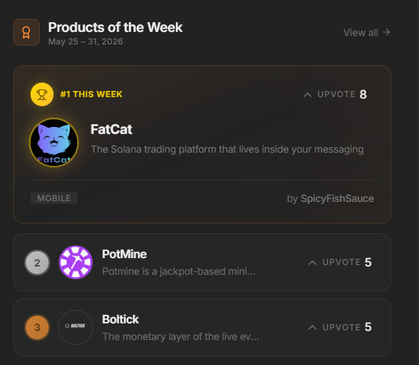 justy_ar's tweet photo. 🔥 Solana no deja de expandirse

así amanece el top 3 semanal de productos en @legendsdotfun ↓↓

@FatCatTrading - trading de perps en Solana integrada en apps de mensajería

@BoltickWeb3 - infraestructura financiera para eventos en vivo con liquidaciones instantáneas en Solana

@PotMineX - protocolo de minería descentralizada en Solana
