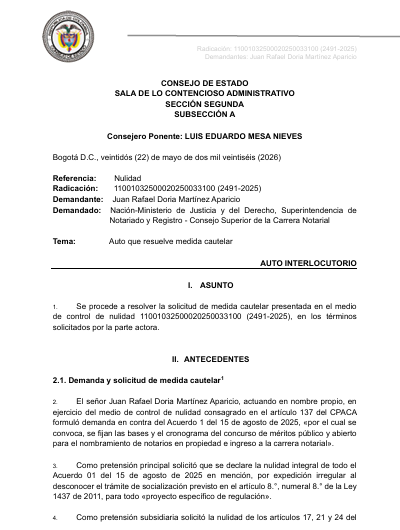articulo20's tweet photo. SENTENCIA RECOMENDADA 🗣 

#Contencioso #Civil

@consejodeestado suspendió acto administrativo que regulaba el concurso de ingreso a la carrera notarial

SENT: 11001032500020250033100 (2491-2025) https://t.co/CD7bBQhvVf