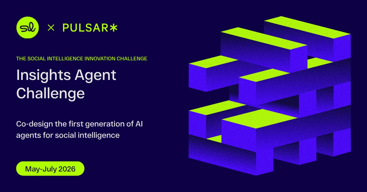 PulsarPlatform's tweet photo. What's the social intelligence agent you wish existed?
Together with @TheSILab, we're launching a co-creation challenge for social intelligence practitioners. 

Submit your idea for an agentic or automation workflow: we'll build the winning idea with you, then present it with you at the Observe Summit in Paris in November.

The @TheSILab x Pulsar Agent Insight Agent Challenge is open. Submit before June 19: https://t.co/pcpGmhouWT

https://t.co/JtvPME0U1B