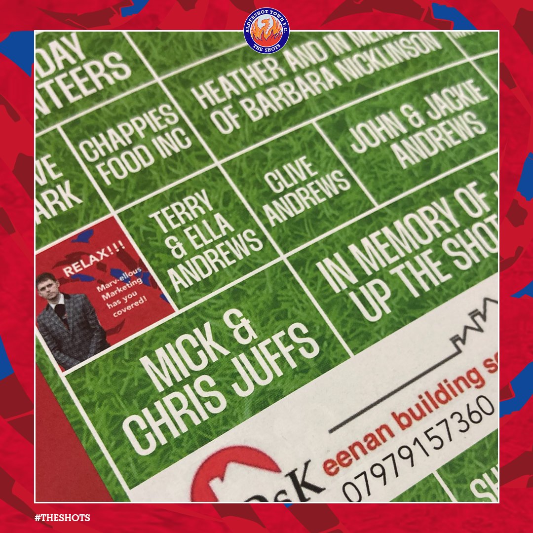 OfficialShots's tweet photo. The quickest and easiest way to support the Club is once again available for the 2026/27 campaign via our Shots Matchday Programme Pitch Squares!

Available for just £30 per square, your name/branding/message will be shown within every single Matchday Programme at the EBB Stadium this season.

Buyers may purchase as many squares as they wish, but spaces are limited so be quick to get your enquiries in to our Commercial Manager, Mark Butler, at mark.butler@theshots.co.uk.