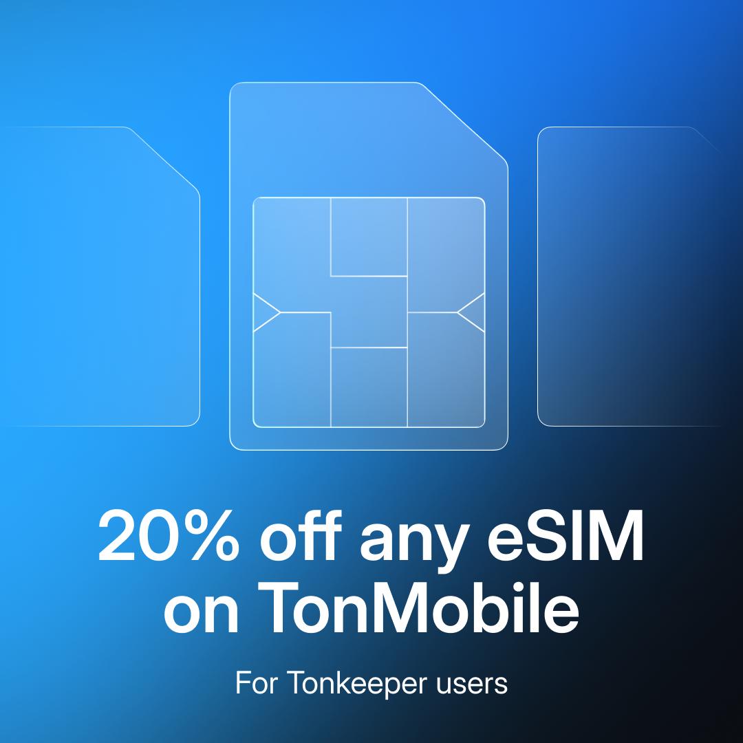 tonkeeper's tweet photo. 📱 We’ve teamed up with TonMobile to bring a special gift for Tonkeeper users — 20% off any eSIM.

Use code: SUMMERTON26
150+ countries, no roaming
Valid until end of June

Stay online wherever your journey takes you 👉 https://t.co/7Kb327oVTm https://t.co/3q1Z0R3k6F