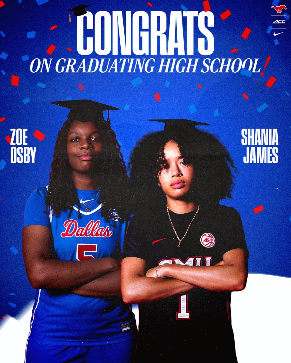 SMUWBB's tweet photo. Congratulations Zoe and Shania on being one step closer to becoming a Mustang! 🎓

Can’t wait to see you on the Hilltop ✌️ https://t.co/0lPDHmUPo9