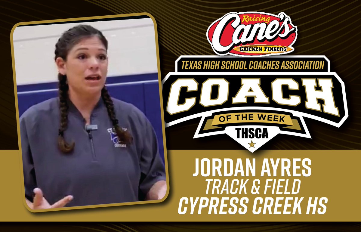 THSCAcoaches's tweet photo. Congratulations to @raisingcanes Coach of the Week, Jordan Ayres from Cypress Creek HS!🎉 You make us #THSCAProud! https://t.co/hNkZbJ7pXl