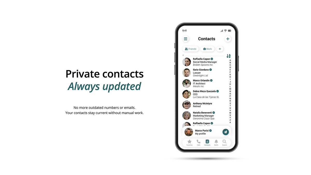 mpmeishi's tweet photo. @arowolodaniel We’re building a privacy-first contacts app with automatic data updates.

Private contacts. Always updated.

No more outdated numbers or emails.
Your contacts stay current without manual work.

https://t.co/wxQXlOq9Yo https://t.co/wmsj2v3GYO