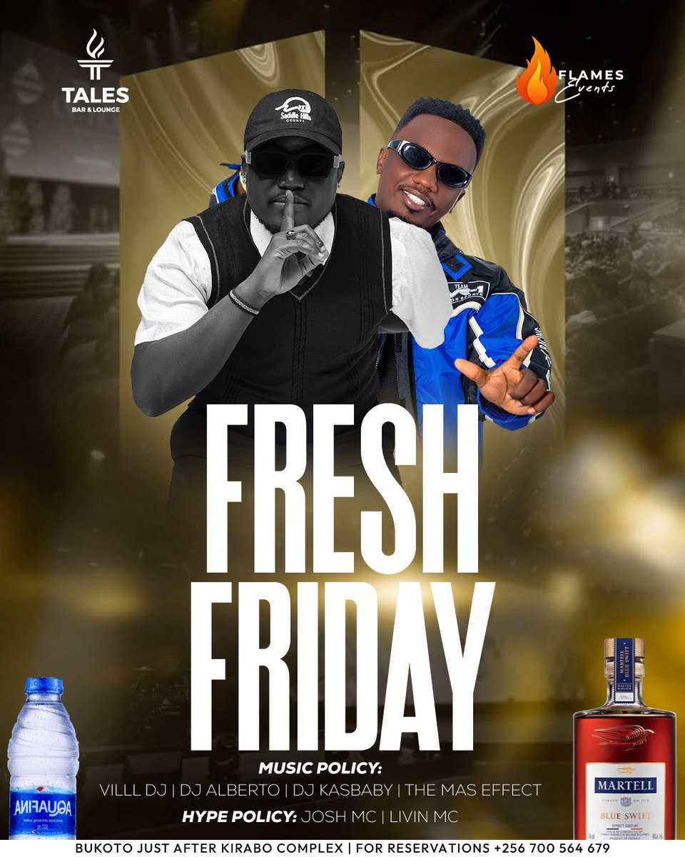 Taleslounge_kla's tweet photo. Fresh Fridays are never regular.
From the DJs on deck to the MCs bringing the hypeβ¦..
Pull up with your people and letβs make memories till late.
#FreshFriday #TalesBarAndLounge https://t.co/31Mt8H93Ny