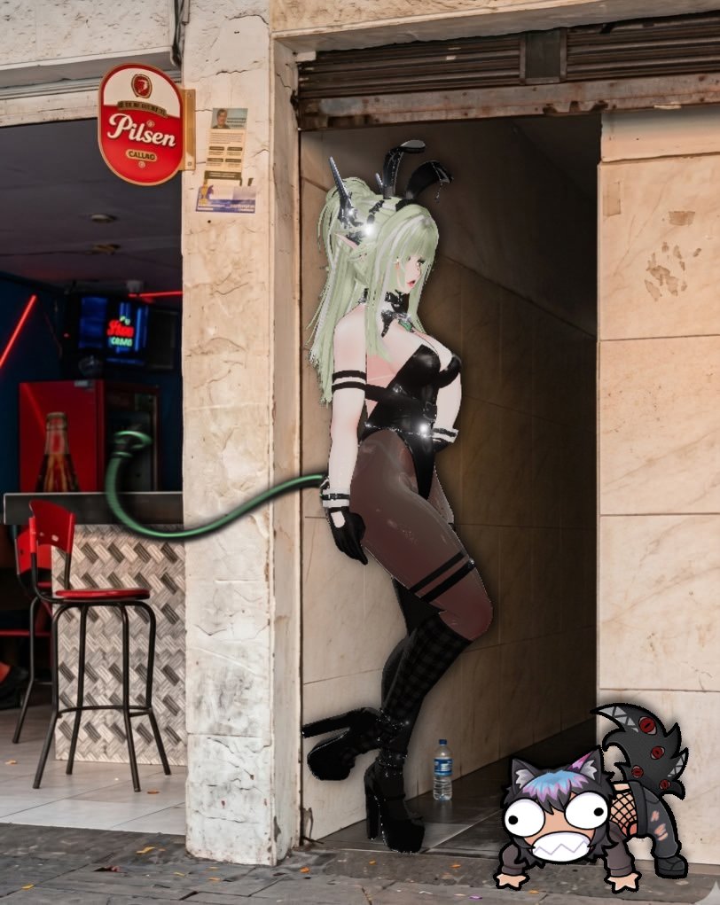 DesmoniaDroid's tweet photo. Found this cute creature in the alley way 
and he keeps barking at me

« ₊˚ ✧ —⋆——― ⊱·⏻·⊰ ———⋆— ✧ ₊˚ »
photo edited by WulfPaisen
[[ #Vtuber |⚙️| #VRC |💚| #ENVtuber ]] https://t.co/PPlo1ENCi7