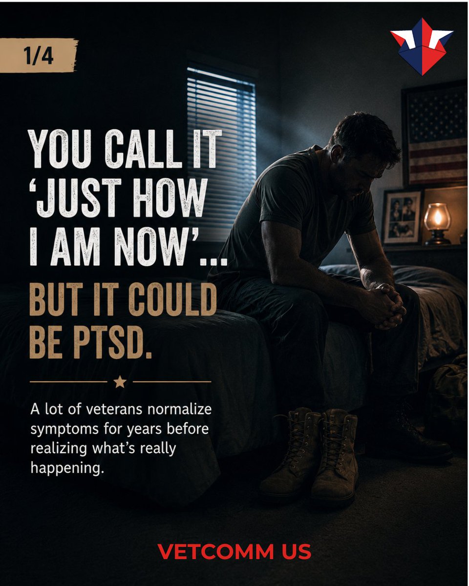 VetCommUS's tweet photo. Some veterans don’t realize PTSD can look like anger, isolation, hyper-vigilance, or emotional shutdown.
They just think: “This is who I am now.”

You served. You shouldn’t have to fight the VA alone either. 🇺🇸 https://t.co/FXFXmJFDZ5