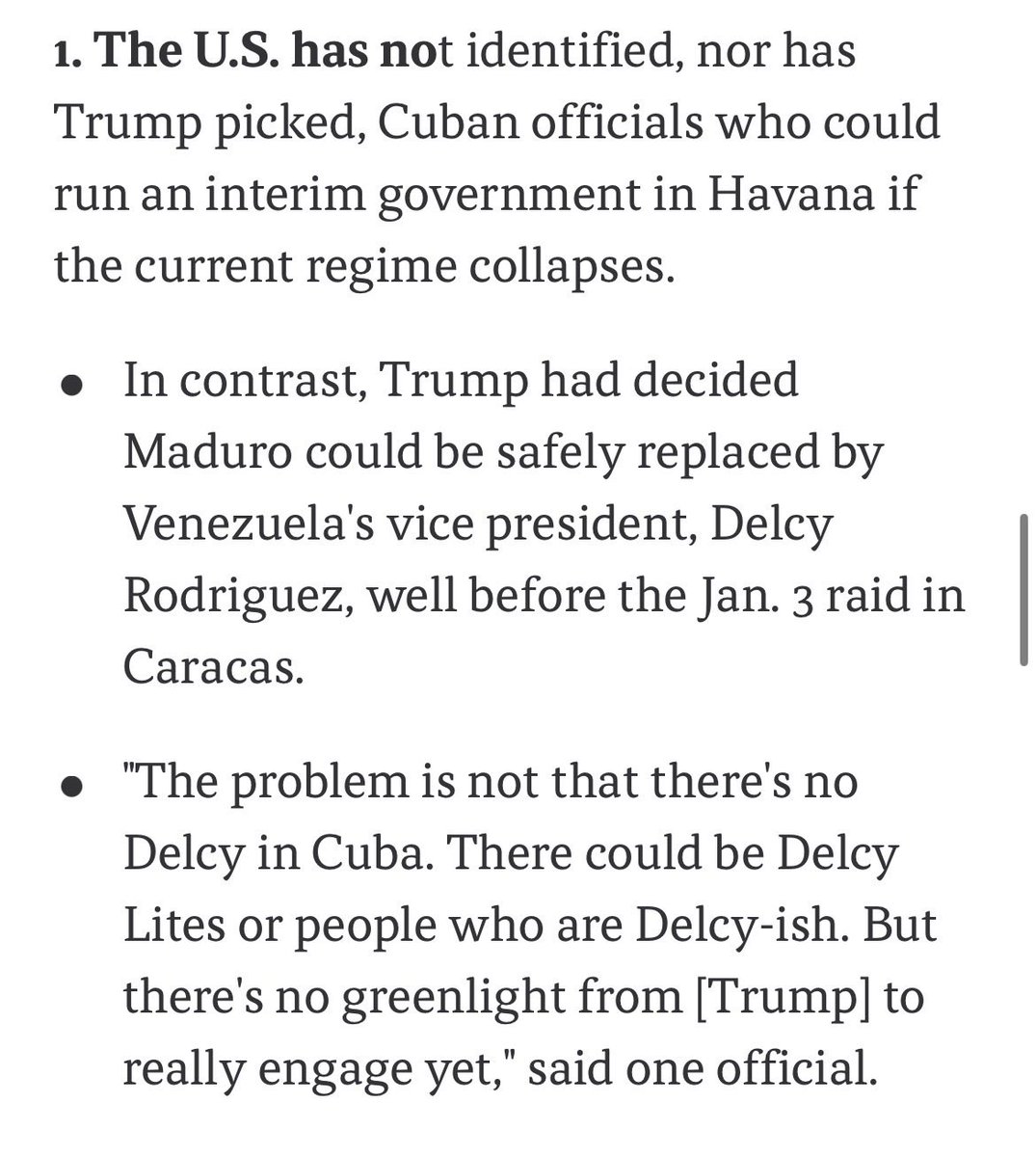 MarcACaputo's tweet photo. 1 of 3 posts:

With Castro’s indictment, it’s easy to draw a parallel with the Jan. 3 capture of the indicted Maduro, but there are 3 crucial differences between the Venezuela and Cuba operations: https://t.co/th5qqeY9iU