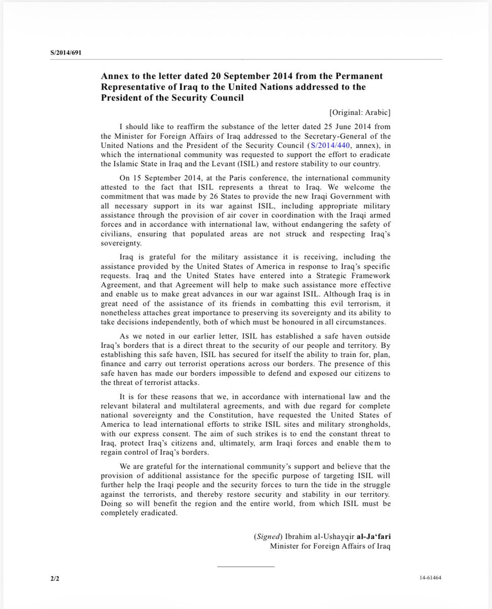 Abihabib's tweet photo. 2/ To make a verbal agreement between Hegseth &amp; Arévalo legal, Guatemala has to invite in US troops for their assistance. This then gives the US cover under UN mandate respecting nations’ sovereignty. 

This is EXACTLY what Iraq had to do to for US troops. Iraq’s invitation here: https://t.co/3PHtLIJtmG