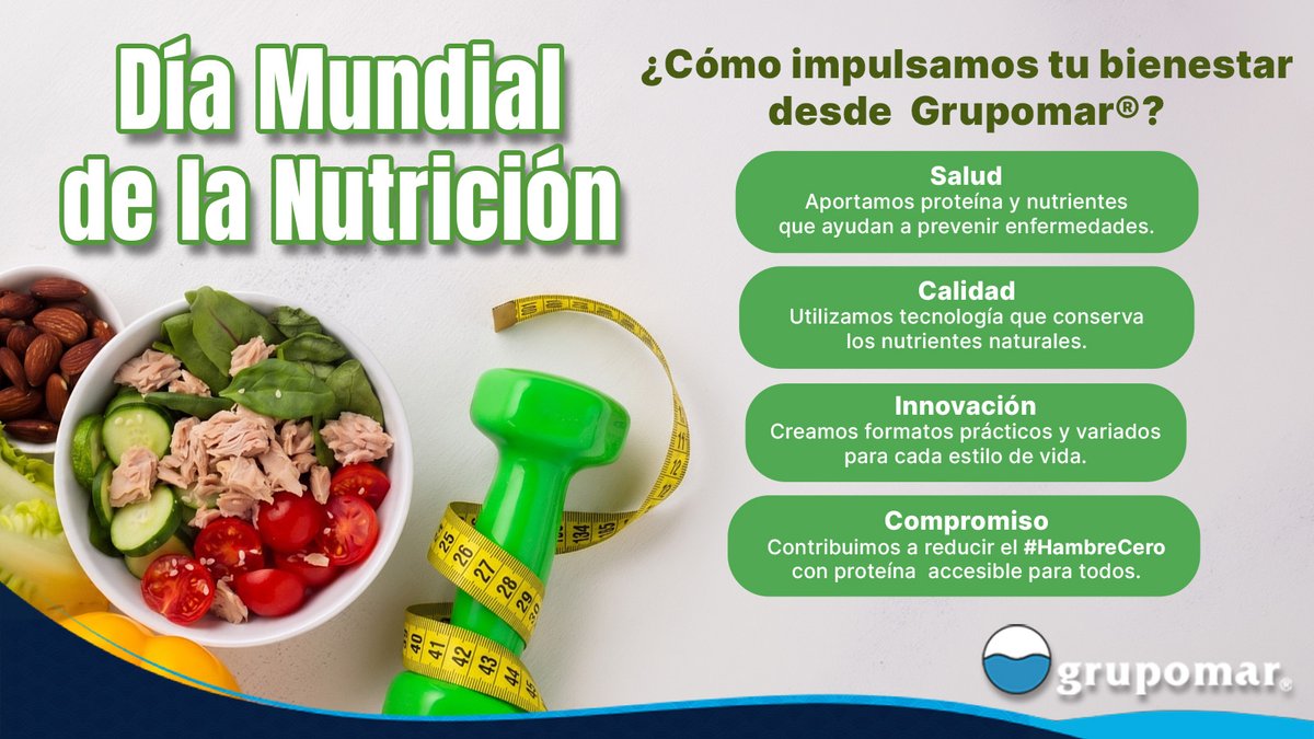 Grupomar's tweet photo. En el #DíaMundialDeLaNutrición, en Grupomar® reafirmamos nuestro compromiso con el Pacto Mundial de la ONU.

Trabajamos bajo el objetivo #HambreCero, garantizando proteína de alta calidad, nutritiva y accesible para las familias mexicanas. https://t.co/28qoTKrvVV