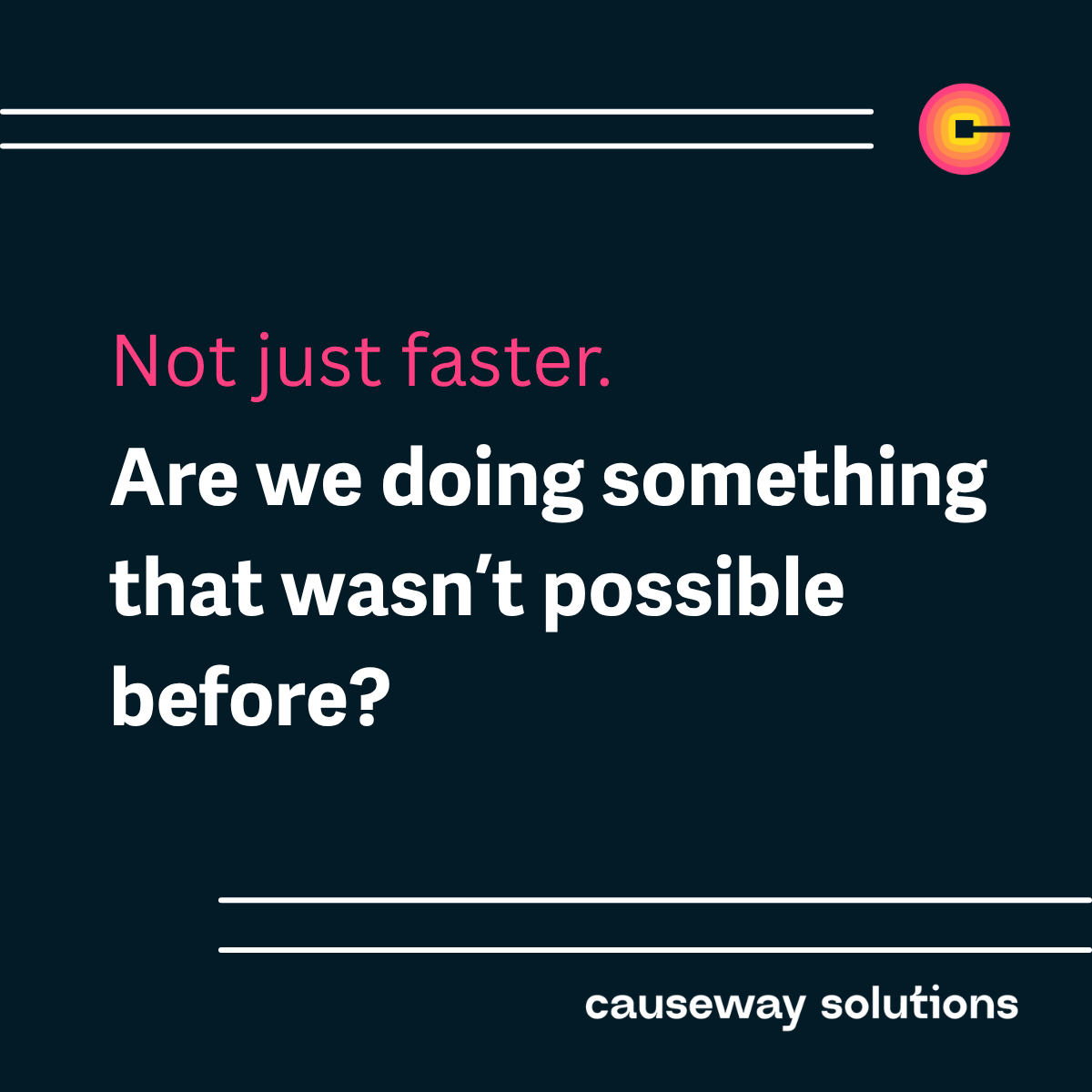 CausewaySol's tweet photo. We didn't want to just go faster. We needed to build something that wasn't possible before.
Nine posts documenting what that actually looks like inside a 27-person data analytics firm. We'll include updates along the way. Post 1 is up.

Read it here: https://t.co/ezKydz1fRz https://t.co/HSyZ7FHe74