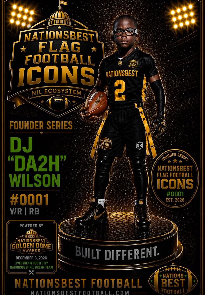 NRMedia50's tweet photo. Today we are introducing DJ "DA2H" Wilson to the Nation's Best Icons family! DJ is a 13 year old rising flag football phenom from Bayonne, NJ.  DJ was 1st featured by Nation's Best at 10 years old @AmyTrask @SnoopDogg🏈🔥🚀🏆 #NRMedia #NationsBest  #NILDreamTeam #NILIcons https://t.co/LeEJdtDa8H