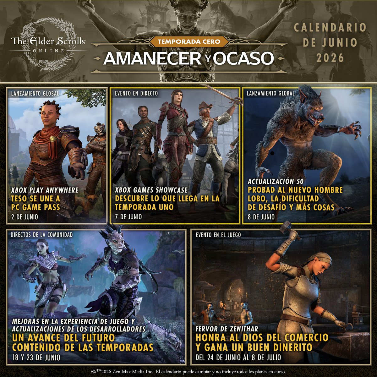 TESOnline_ESP's tweet photo. El mes de junio viene cargadito 🔥

▪️Lanzamiento de la actualización 50
▪️Evento Fervor de Zenithar
▪️Directos

¡Y más! 👉 https://t.co/QAFF9vX709 https://t.co/vSJtfj0Xbe