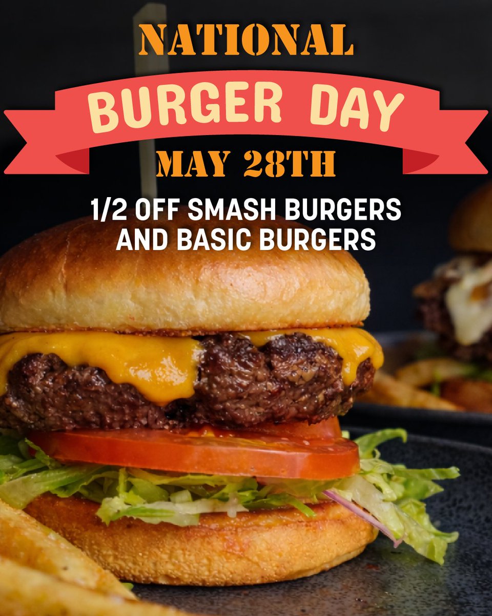 WSKYStadium's tweet photo. 🍔 National Burger Day Special
May 28th
½ OFF Smash Burgers &amp; Basic Burgers
Come hungry. https://t.co/PrjUeyNuw6