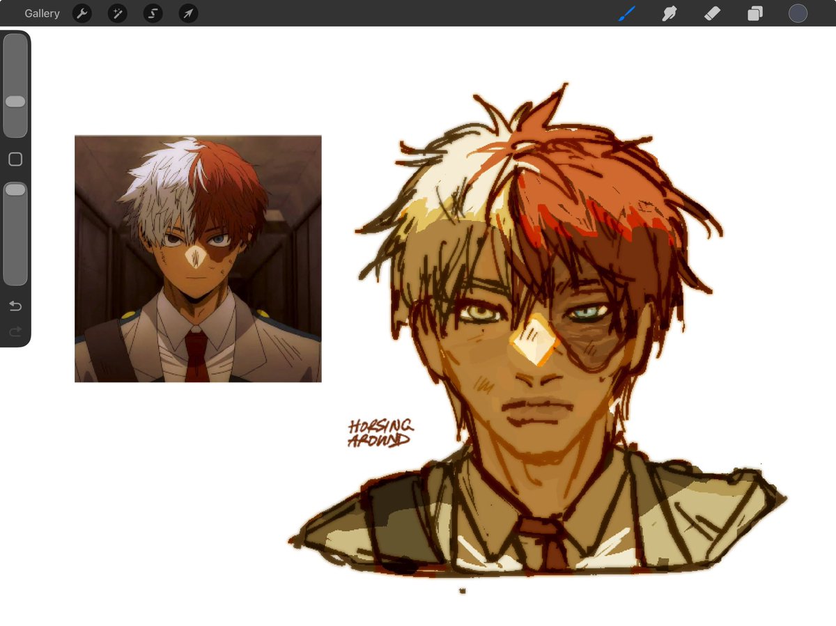 horsinqaround's tweet photo. warm shouto &amp; cool shouto… quick sketch bc i’ve been busy + for some reason by style hasn’t been satisfying me lately so im experimenting!! https://t.co/DzYY23Y4C5