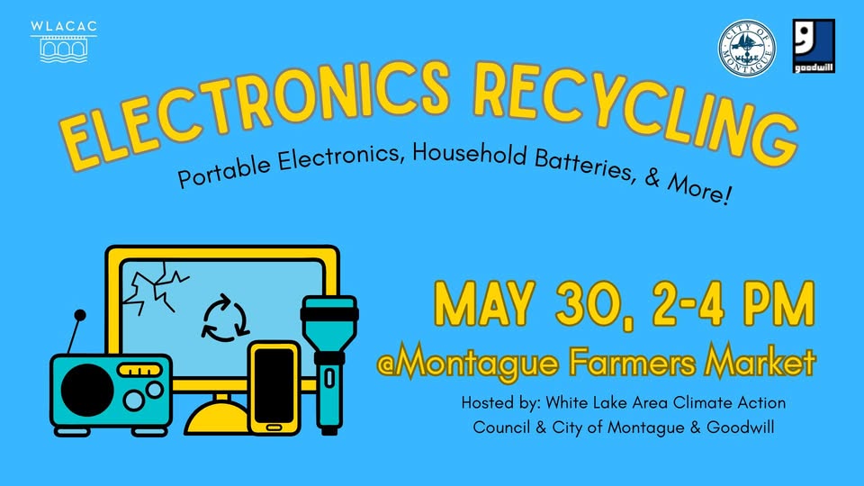 CMT_Community's tweet photo. ♻️ Recycle your old electronics at the Montague Farmers Market on Friday, May 30 from 2–4 PM! Volunteers will help unload. Most household batteries &amp; portable electronics accepted. Suggested donations: $2–$5. Details here: https://t.co/Oi39YdzHYE https://t.co/G0c09vaWSc