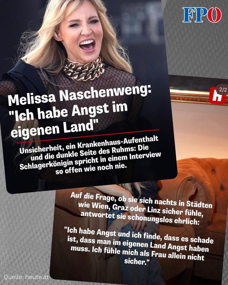 FPOE_TV's tweet photo. Melissa Naschenweng ist eine tolle österreichische Musikerin. In einem aktuellen Interview spricht sie schonungslos und ehrlich aus, was sich viele Frauen denken. Traurig, dass wir in einem Land leben, in dem Frauen Angst haben müssen. https://t.co/vTbLgWLkTj