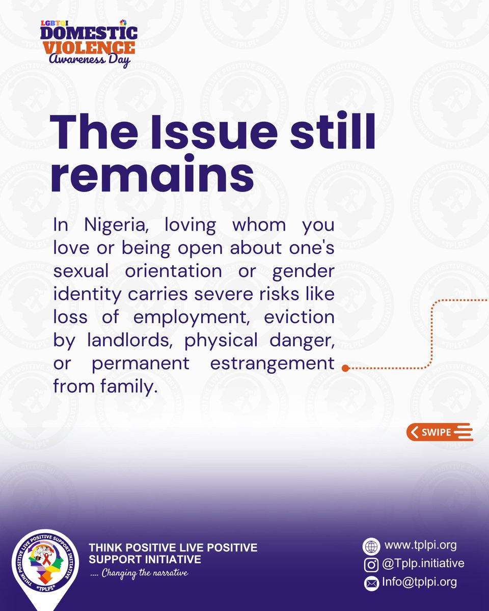 tplpinitiative's tweet photo. Abuse doesn’t have a gender, a colour, or a sexuality. Yet, millions of survivors remain invisible.  Today, May 28, is LGBTQ Domestic Violence Awareness Day, and this year’s theme is a direct mandate: to be #SeenAndBelieved #TPLPI #ProjectAjosepo #JusticeWithoutFear https://t.co/Rq0tmMc8Lz