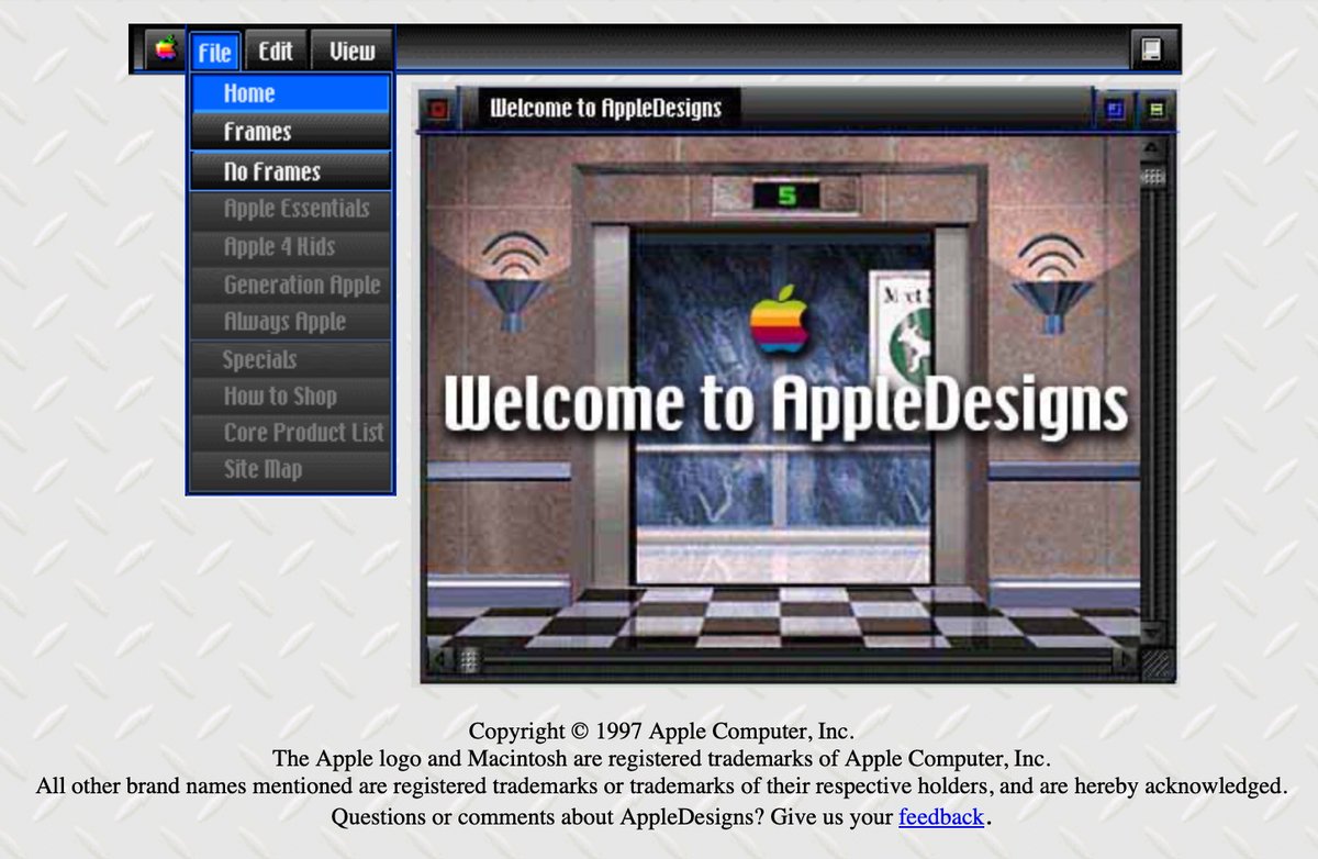 ClassicII_MrMac's tweet photo. AppleDesigns website for branded merchandise (1997) https://t.co/ZICpE1VfO6