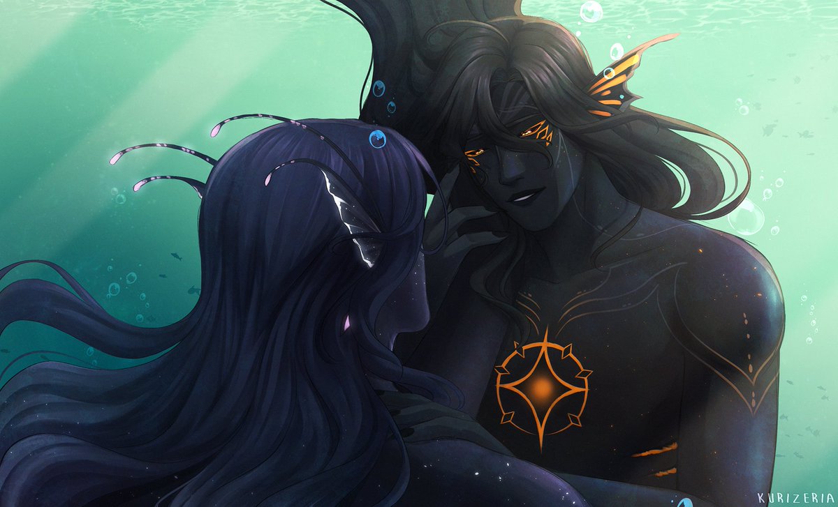 kurizeria's tweet photo. On time for mermay posting yippee!!!
And of course it's β¨themβ¨ in a merman AU :>
One's from the cold deep and the other lives in warm shallow waters, but they're always drawn to one another π
Zagreus: @Mari_scadoodles
#thedragonprince #tdpoc #thedragonking https://t.co/eLVR6DoRJ2