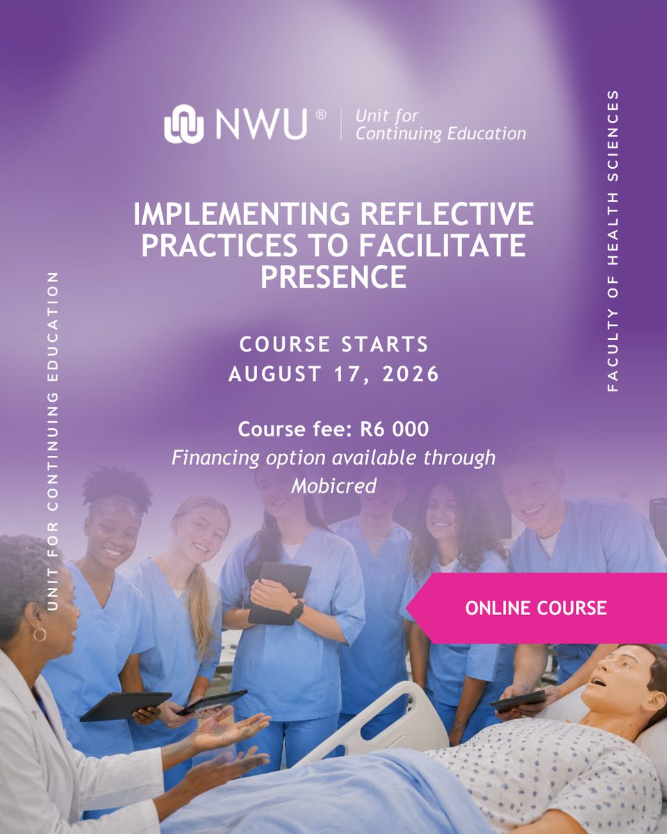 UCEcourses's tweet photo. The Short Learning Programme on Implementing Reflective Practices to Facilitate Presence is designed for health professions educators who want to create deeper, more meaningful learning experiences. 

Course starts August 17, 2026

Apply now: https://t.co/FzZO4T4gQL https://t.co/rjUZK0bUiV