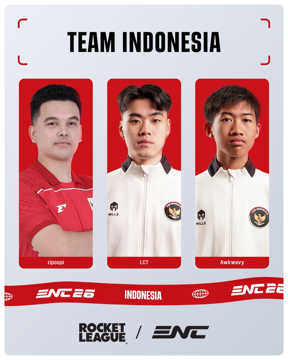 TeamINA_Esports's tweet photo. PB ESI resmi mengumumkan susunan Atlet untuk memperkuat Tim Nasional Esports Indonesia pada nomor Rocket League di Esports Nations Cup 2026. Para Atlet tersebut di antaranya:

🇮🇩 Louis "LCT" Christian Thamrun
🇮🇩 Dika "ripoopi" Utama
🇮🇩 Muhammad Athar "Awkwavy" Arrayyan

Di bawah arahan Pelatih Maarten "Oscillon" Van Zee, tiga Atlet Esports Indonesia ini siap all out di setiap match! 

Sobat Esports, ayo drop dukungan kalian di kolom komentar ya!