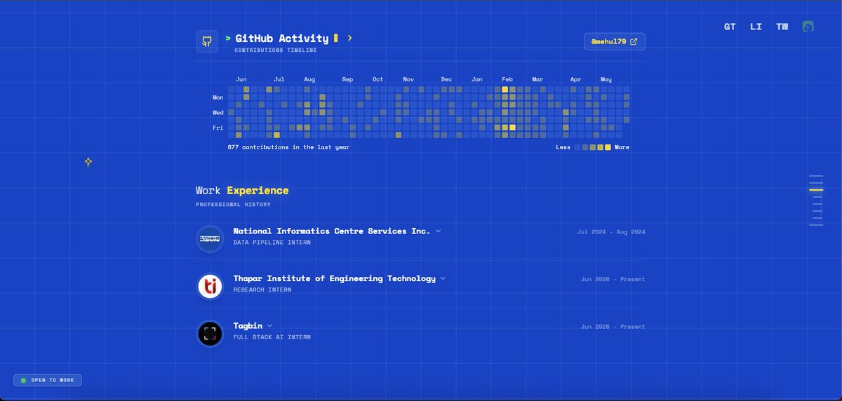 allmehul79's tweet photo. finally shipped v2 of my portfolio.

rebuilt everything from scratch with a more motion, minimalist UI, polished buttons and custom components.

https://t.co/xVKuH5pAe5

#buildinpublic #workwithme https://t.co/PtpWX4zEjo