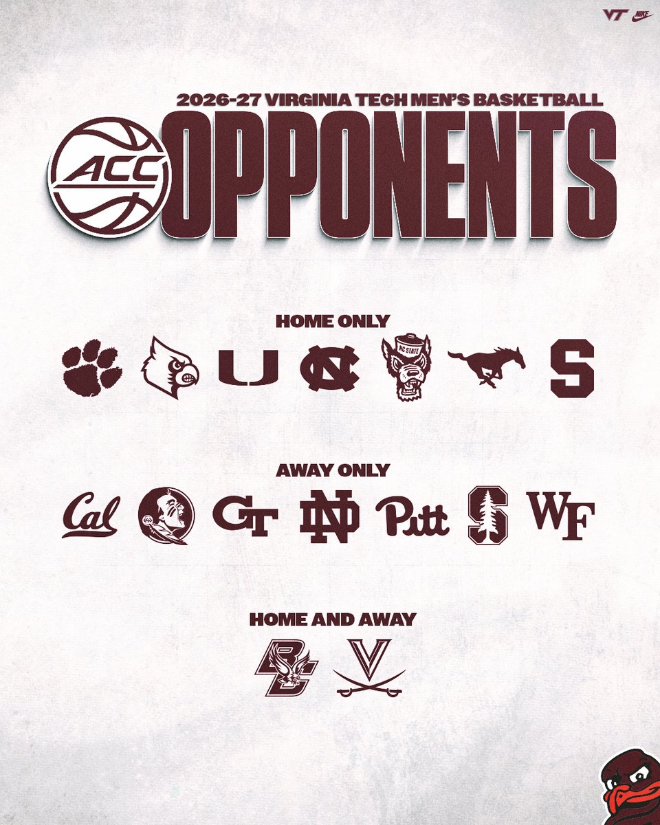 HokiesMBB's tweet photo. 🚨 ACC opponents 🔒

➡️ https://t.co/mQT9wgdyPI https://t.co/fbV1ye0SZY