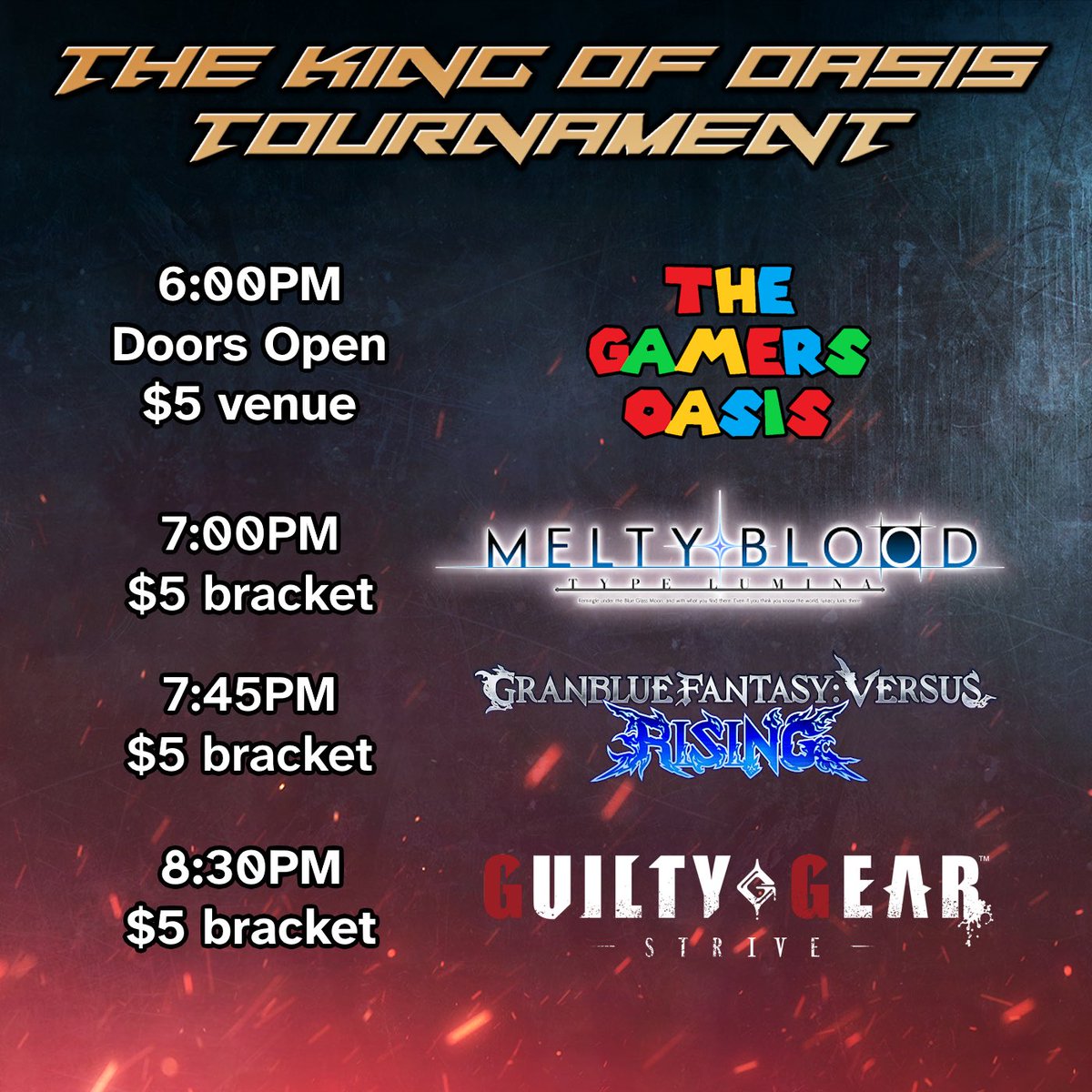 NebraskaFGC's tweet photo. We’ve decided to add Granblue Fantasy Versus: Rising to the game lineup tomorrow evening! Here’s the updated schedule to reflect the new addition: https://t.co/qxEJ8E89tC