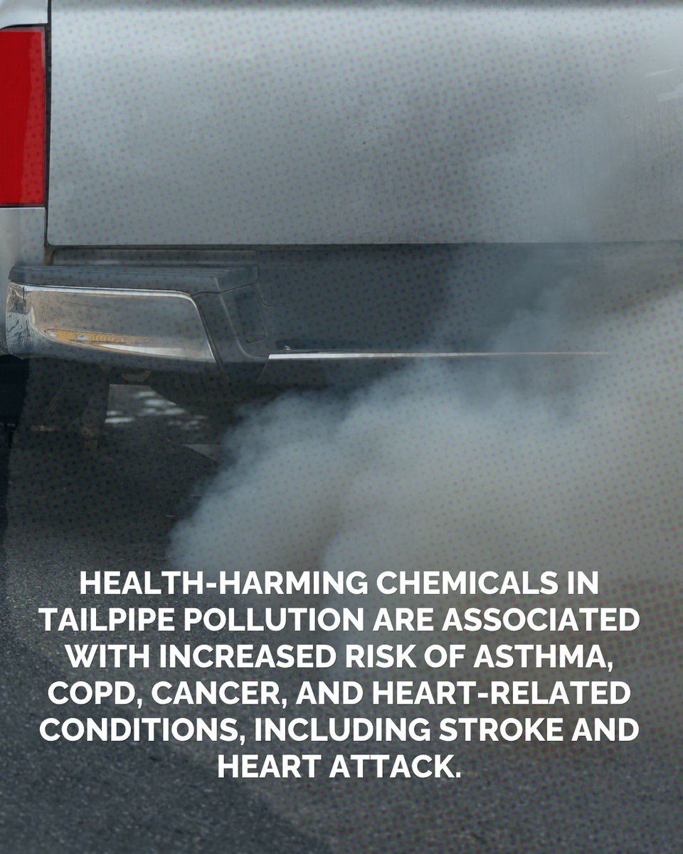 pluginamerica's tweet photo. Tailpipe pollution doesn’t stay on the road. It lingers in the air we breathe, especially near busy streets and highways. That means more exposure for everyone, but it is especially harmful for kids, older adults, and anyone with asthma or heart conditions. https://t.co/g2ReMmFi1E
