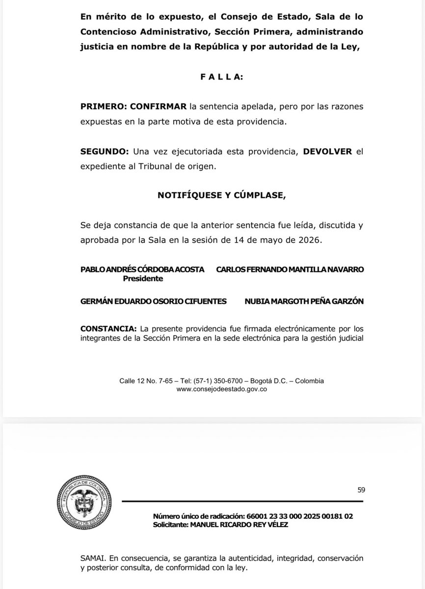 elProfeJuan0128's tweet photo. Hoy el @consejodeestado nos da la razón en sentencia de segunda instancia donde se pretendía la destitución y muerte política del concejal de Pereira @estebanganan_ . 

Mis felicitaciones al concejal y gracias por la confianza en mi asesoría y representación. https://t.co/UVryMRnflS