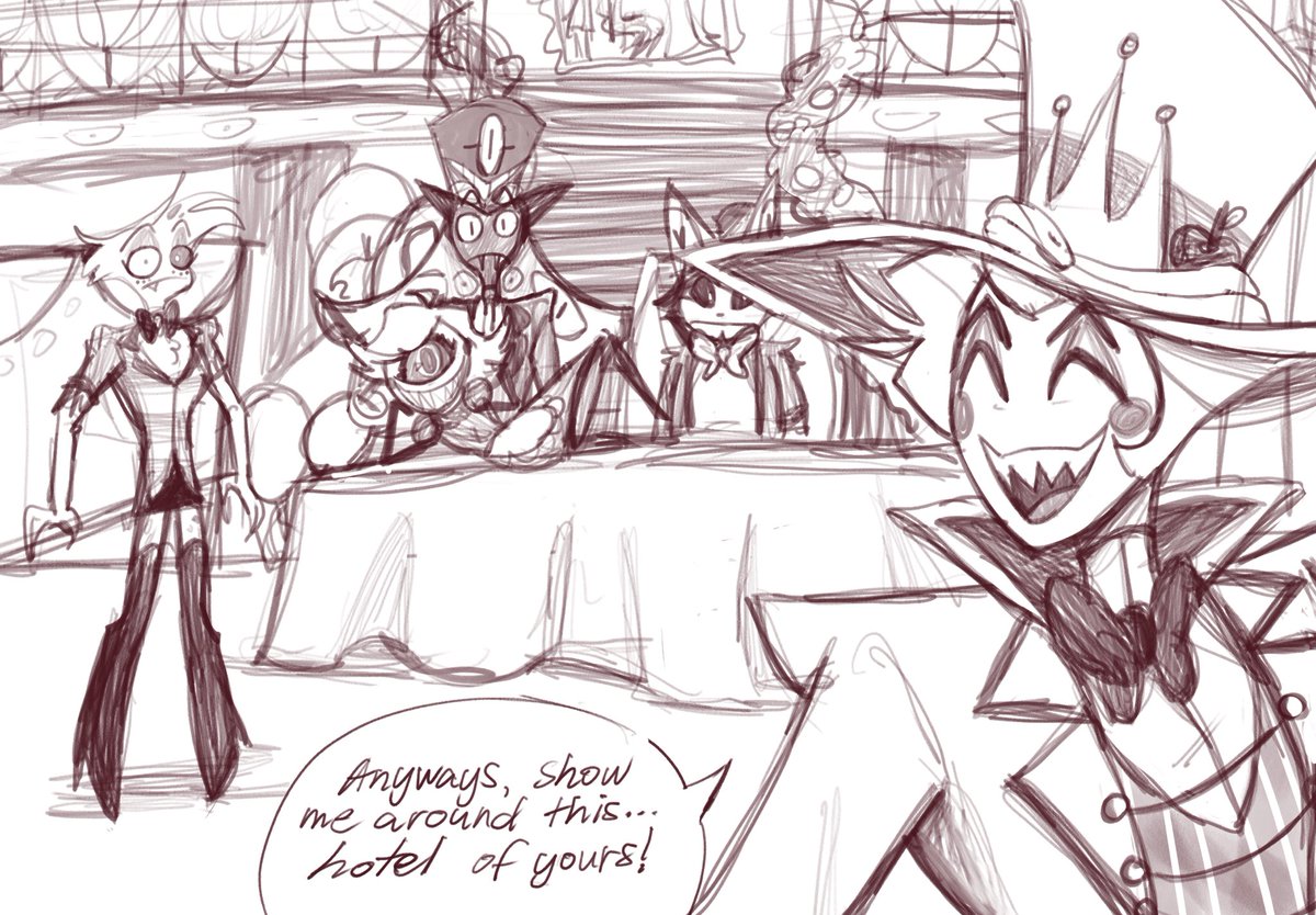 crypt_techdawgg's tweet photo. (1/2) Fast forward to Dad Beat Dad AKA before Hell’s Greatest Dad!! Real dialogue heavy with this one y’all.

Whole gang’s here to see the king, and they are stressin’

#staticapple #parasocialau #hazbinhotelcomic https://t.co/g6tLzNSqLX