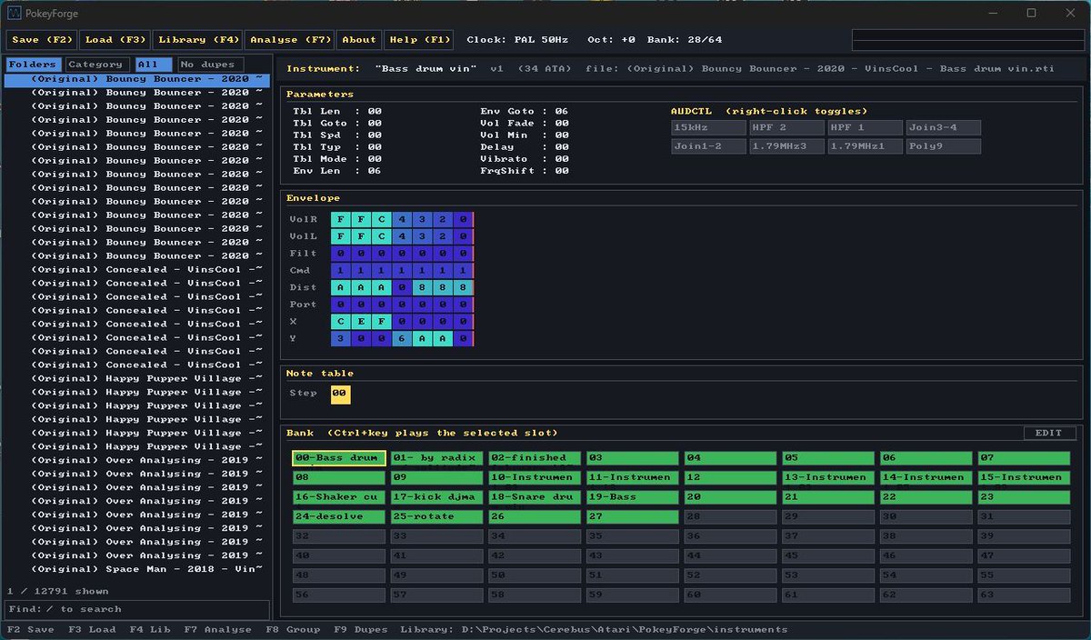 Philsan69's tweet photo. PokeyForge, Windows tool to manage Raster Music Tracker RTI (instruments) files for #Atari8bit computers https://t.co/On5KNY7jVG #atari https://t.co/6thNpZ4XJL