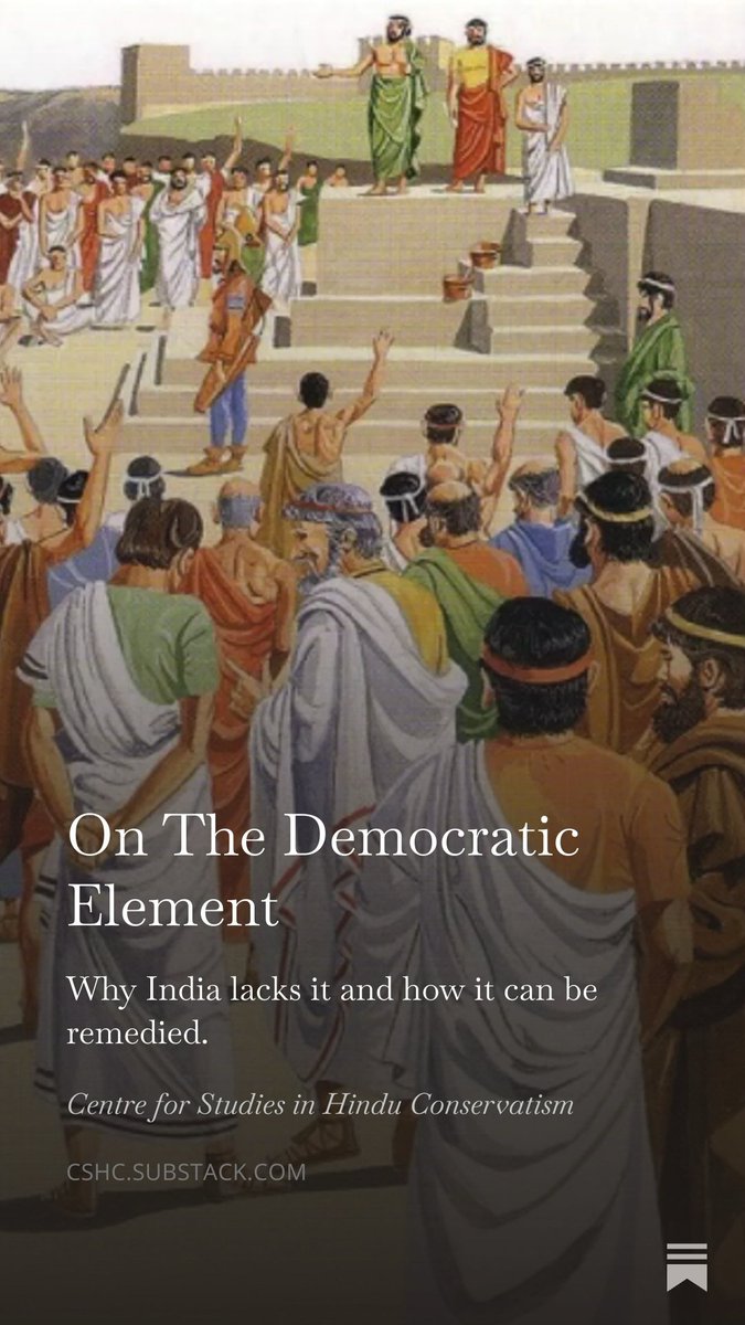 centre_hindu's tweet photo. In this essay, @Hindumachiavel examines the democratic element from Athens and Rome to modern India, arguing that genuine popular sovereignty requires more than periodic elections. Drawing upon Aristotle, Machiavelli, and the Swiss constitutional model, it reflects on the relationship between direct participation, constitutional order, and national greatness.
Read: https://t.co/pUy1V0ZYQv