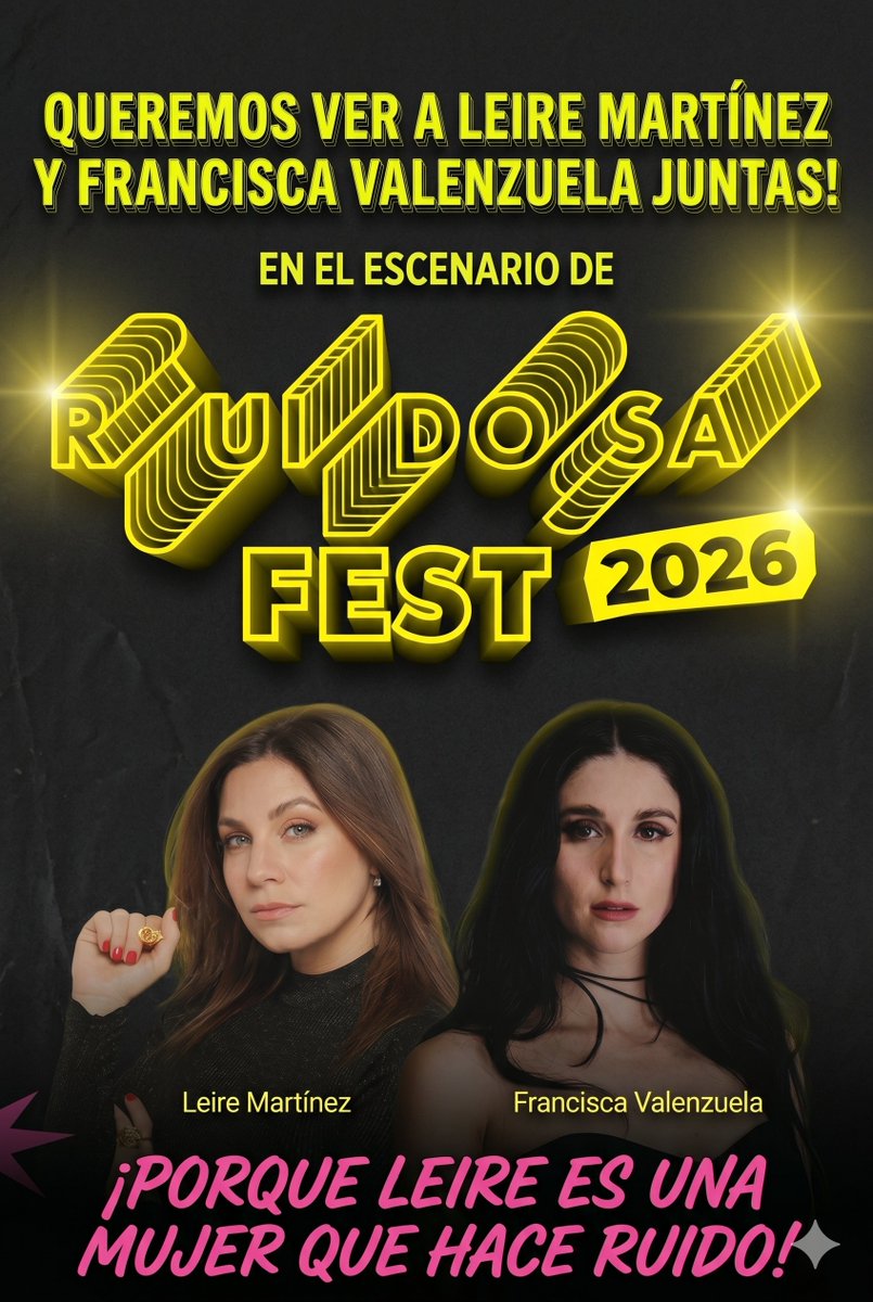 LeireChile_fc's tweet photo. Si hay una mujer en la industria que sabe hacer ruido de verdad, esa es @LeireMo . 🔥 Claramente la queremos ver rompiéndola en el @ruidosafest. ¡Ojalá se arme! 🔊💥 #RuidosaFest #QueremosALeire #ruidosa @franciscamusic https://t.co/YMFE1d0ZwM