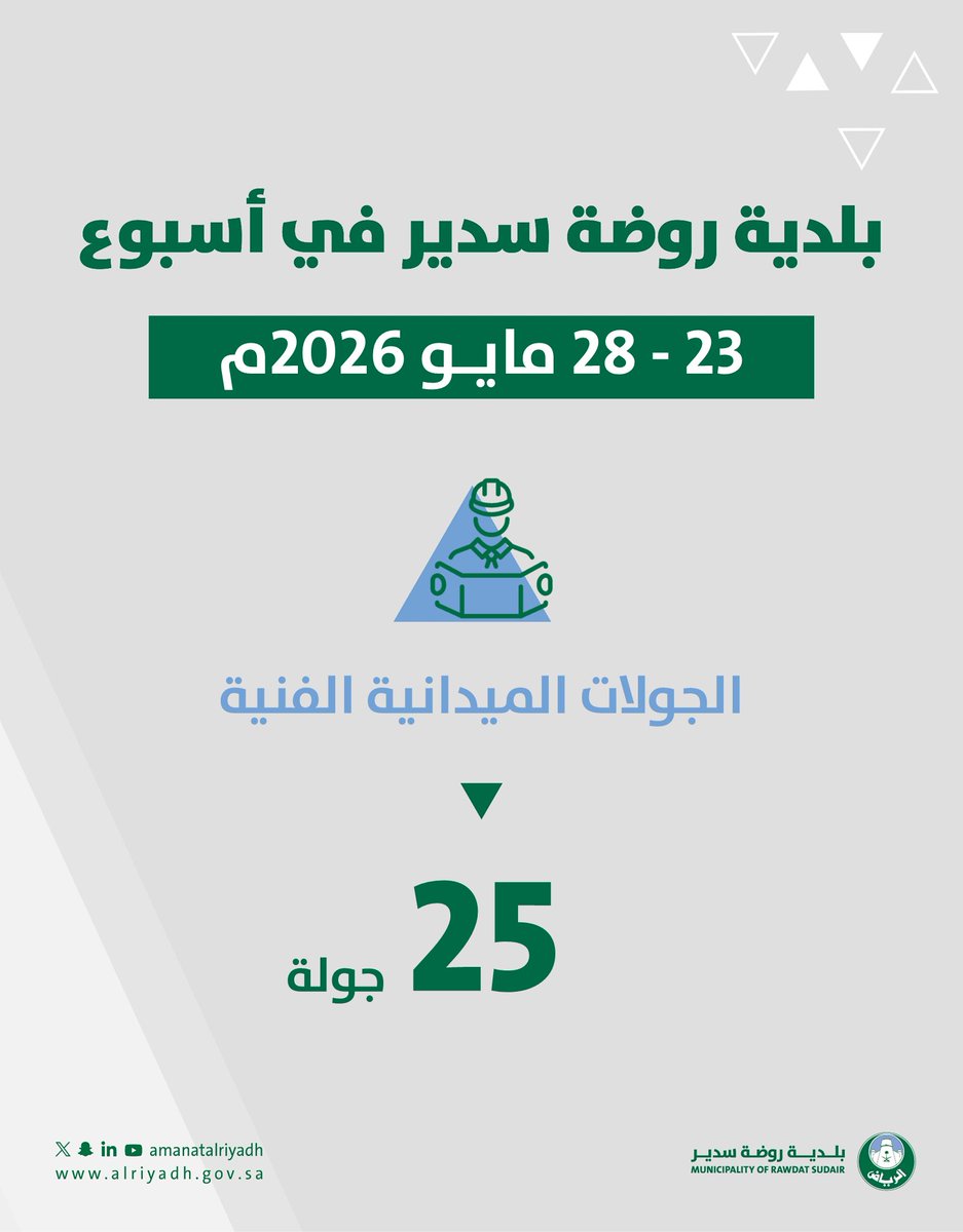 brsaa2's tweet photo. جولاتٌ ميدانية تضمن دقة التنفيذ والالتزام بالمعايير 🔎

تُواصل #بلدية_روضة_سدير تنفيذ الجولات الميدانية الفنية، لمتابعة سير الأعمال، والتأكد من جودة التنفيذ، والالتزام بالمعايير المعتمدة.

#عيد_الرياض | #أمانة_منطقة_الرياض https://t.co/qO9aOWtlki