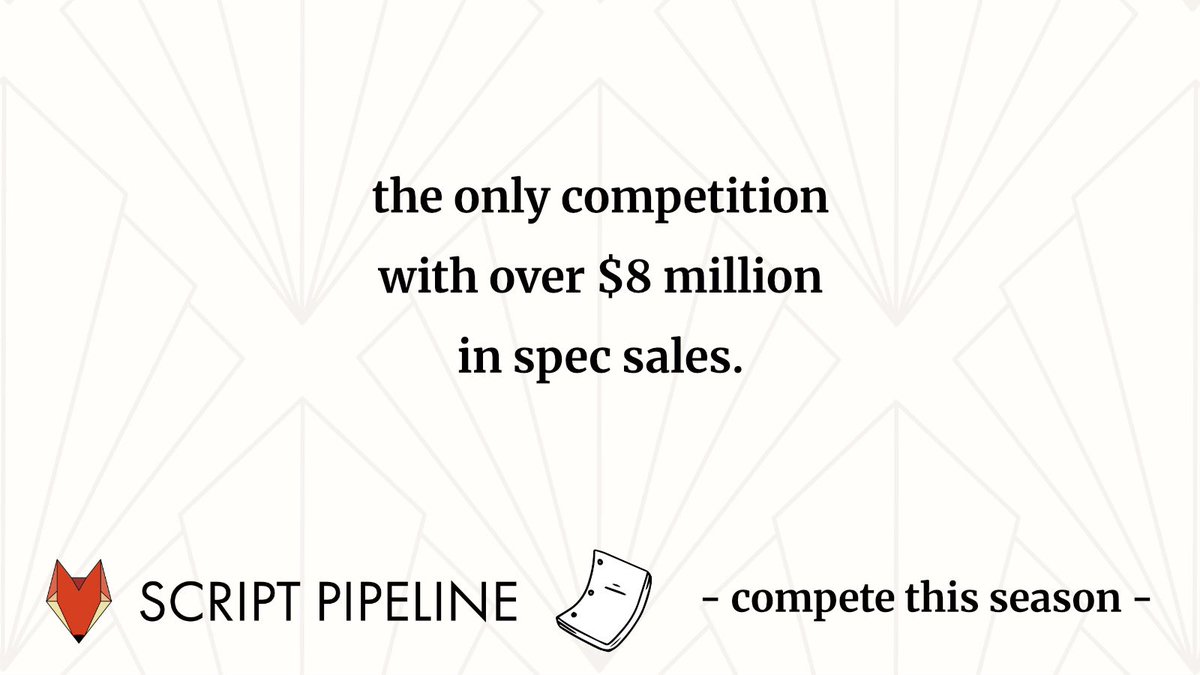 ScriptPipeline's tweet photo. 🕰️ 

Final deadline - Sunday @ midnight. 

Open to screenplays and pilots: 

https://t.co/tnCkMbBkPs https://t.co/eKs4Hqd2Cd