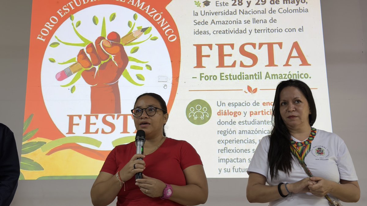 AmazoniaUNAL's tweet photo. Más de 90 proyectos estudiantiles dieron apertura al Foro Estudiantil Amazónico FESTA2026 en la UNAL Sede Amazonia.

Durante el 28 y 29 de mayo, estudiantes de la región amazónica presentan iniciativas sobre territorio, cultura, medio ambiente, educación y dinámicas sociales https://t.co/Yze9Wyx8FQ