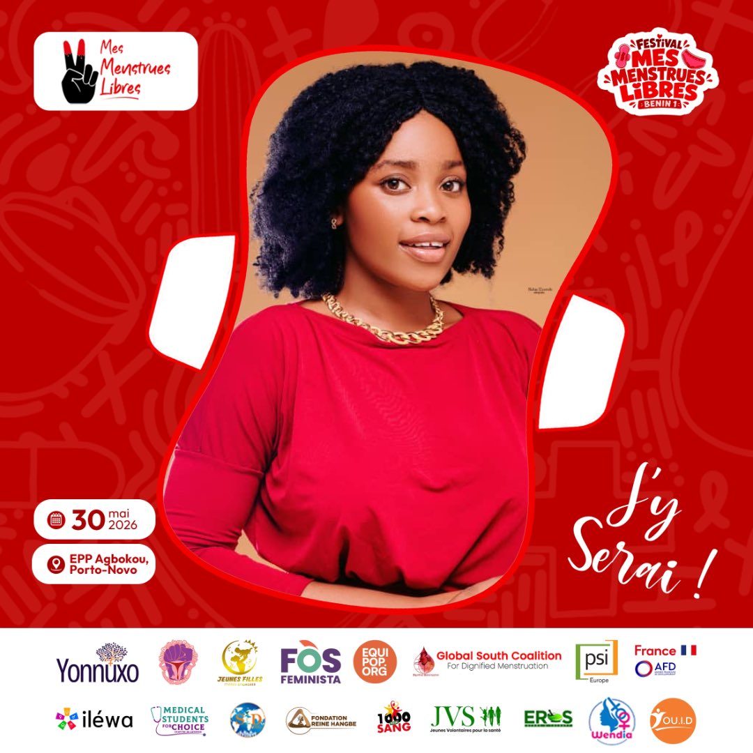 2sf_ong's tweet photo. Les menstruations ne sont ni tabou ni honte, mais une réalité biologique qui mérite respect, information et dignité. Nous serons au festival « Mes Menstrues Libres » le 30 mai à Porto-Novo pour promouvoir la dignité menstruelle et briser le silence. 
#DignitéMenstruelle https://t.co/sXOTS8fZUu