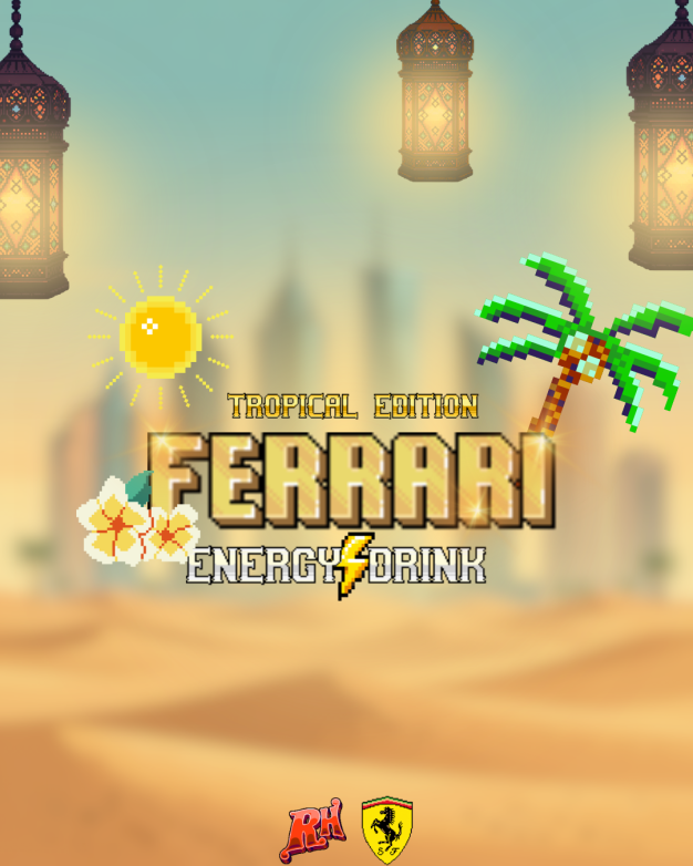rhabblet's tweet photo. 🌴✨ As noites de Doha chegam ao Habblet! O Ferrari Energy Drinks - Tropical Edition promete uma experiência imersiva com música, estética desértica contemporânea e o relançamento oficial da linha tropical. 🏜️⚡

Prepare-se para viver uma atmosfera exclusiva inspirada no Qatar no @MeuHabblet! 

Saiba mais em: https://t.co/aajm6ru8EA