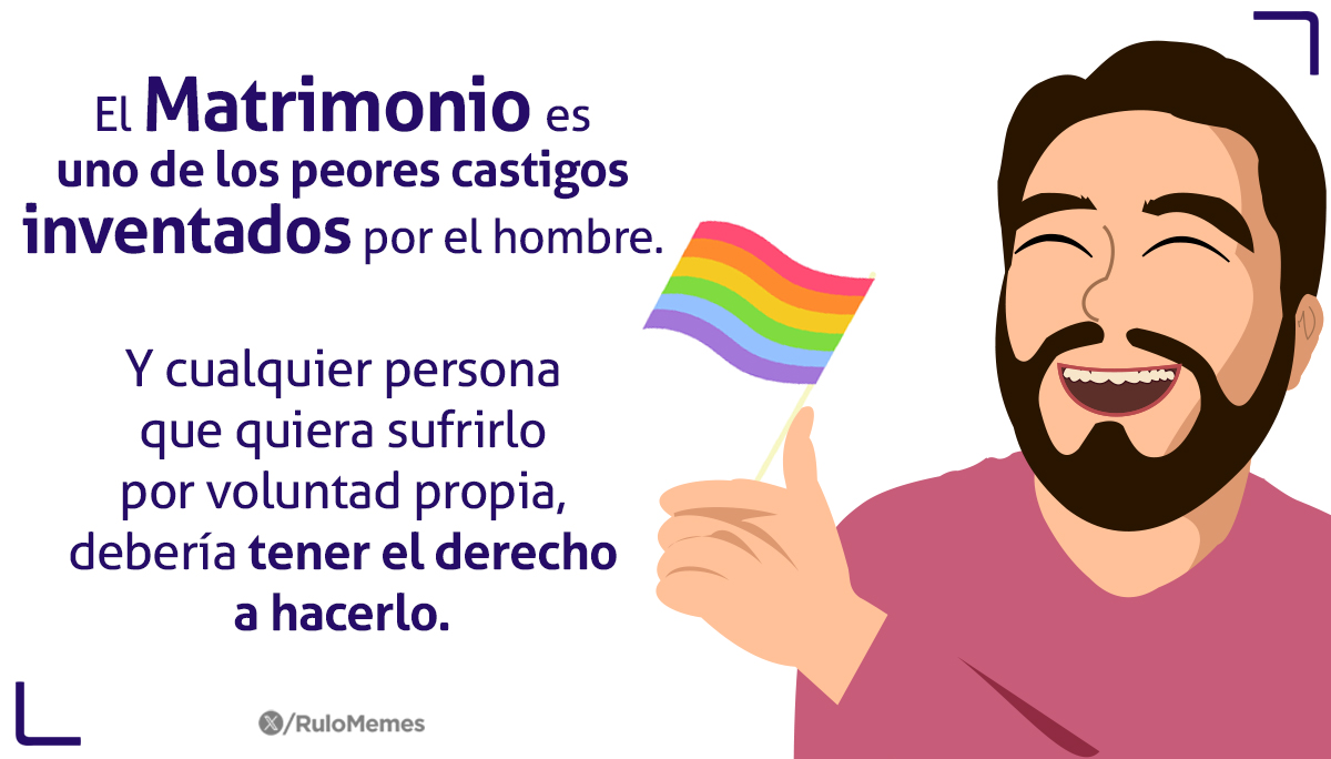 RuloMemes's tweet photo. CUALQUIER PERSONA que quiera autoinfligirse esa tortura llamada matrimonio, debería tener derecho a hacerlo.
https://t.co/73iUg7jxrH

@RuloMemes #RuloMemes #matrimonio #matrimonioigualitario #derecho #congreso https://t.co/BkMszjdLfp