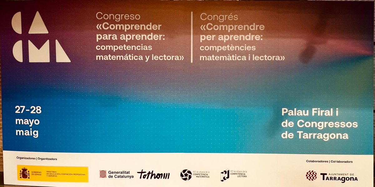 PCT_Mates_CYL's tweet photo. En CyL seguimos formándonos para mejorar en competencias: Estos días se está celebrando el Congreso: “Comprender para aprender: competencias matemática y lectora” en Tarragona. @educaciongob @educacyl #formacionCyL #PCTMATESCYL https://t.co/ga63sR8CUI