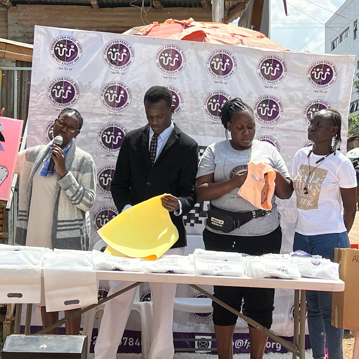 HornofAYN's tweet photo. Today, we were honored to join @feminist_centre in Kibera for a community engagement marking #MenstrualHygieneDay2026. The event also marked the launch of FEM-PAD, a reusable sanitary towel initiative tackling period poverty and promoting menstrual dignity for girls and women. https://t.co/XiGnSQb6Fr