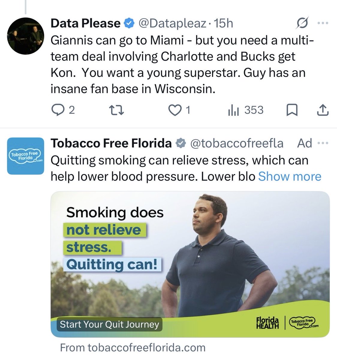 SLGaskins's tweet photo. @Datapleaz @ChristnerAllDay @14cocochix @BucksRealm 🤣🤣🤣 I just want you to see what was under your comment even the algorithm knows https://t.co/ZmtJjDYJHk