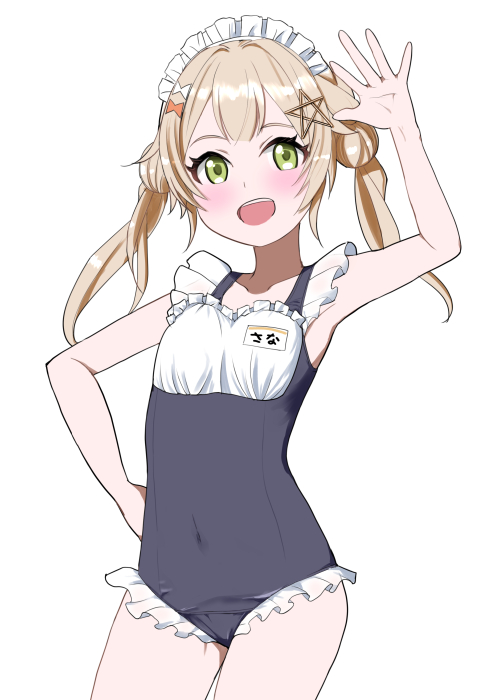 colletsan's tweet photo. 登録者数10000人おめでとうございますのタイミングになったスク水とスク水メイド　#さなちすけっち https://t.co/7r7Fz62mo5