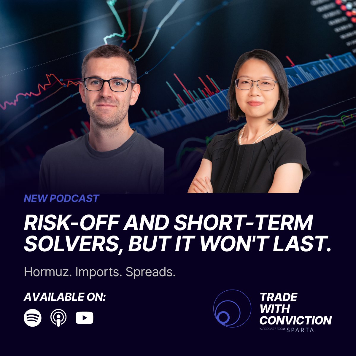 SpartaCommo's tweet photo. The market's priced an Iran deal. @JuneGoh_Sparta and @NGCanalyst think that's a mistake.

This week on the Trade with Conviction podcast:

> China's May crude imports could be as low as 7 million bpd. That's 5 million bpd freed up for the rest of Asia, and nobody saw it coming

> US commercial inventory draws are accelerating, yet the arb hasn't closed. TI-Brent still has room

> Bullish bias on RBOB spreads and Sing 92 EW

> Diesel E/W dynamic changed by China freeing up crude for rest-Asia

> Sing FOGO strengthens as bunker demand more inelastic than diesel

Listen to the full episode: https://t.co/agd8yr9UoS

#oott #oilmarkets #oiltrading #commoditytrading